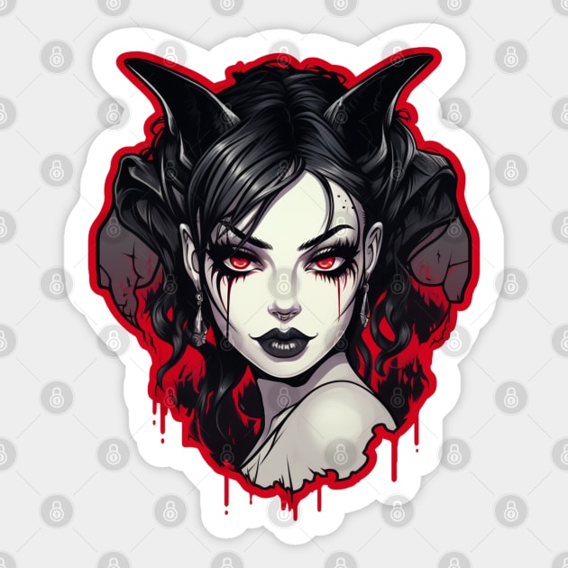 Goth Girl Demon Devil Succubus Sticker by Nightarcade
